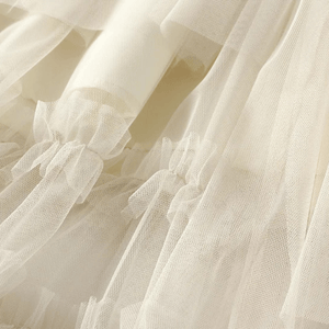 Transparent tyllkjol med volanger för dam