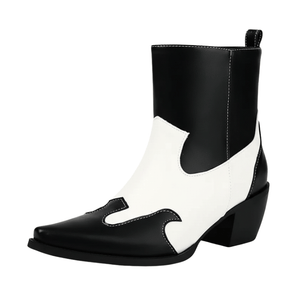 Tvåfärgade Låga Cowboy Boots för Dam Svart / 34