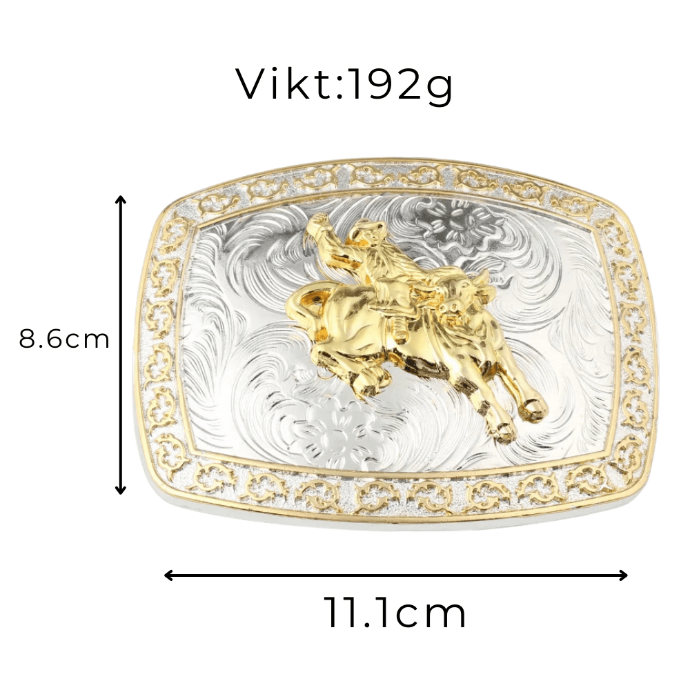 Vackert Silver Bältesspänne med Guldmotiv och Blomstergravyr