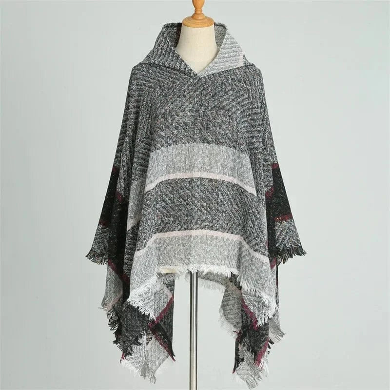 Varm poncho dam Grå / One Size