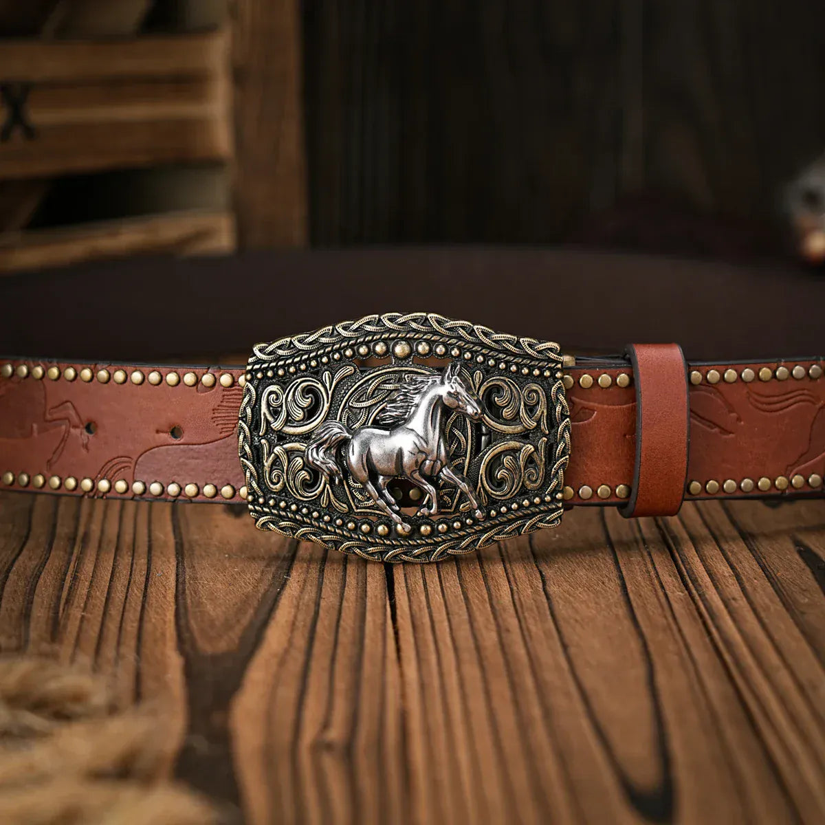Vintage cowboybälte häst