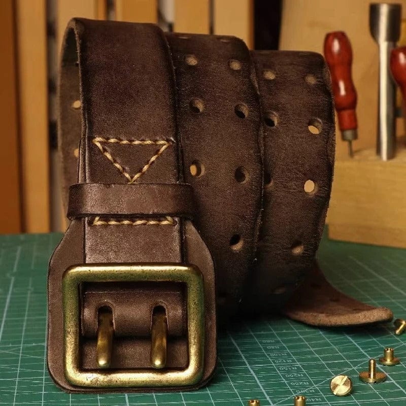 Western bälte i äkta läder med vintage spänne