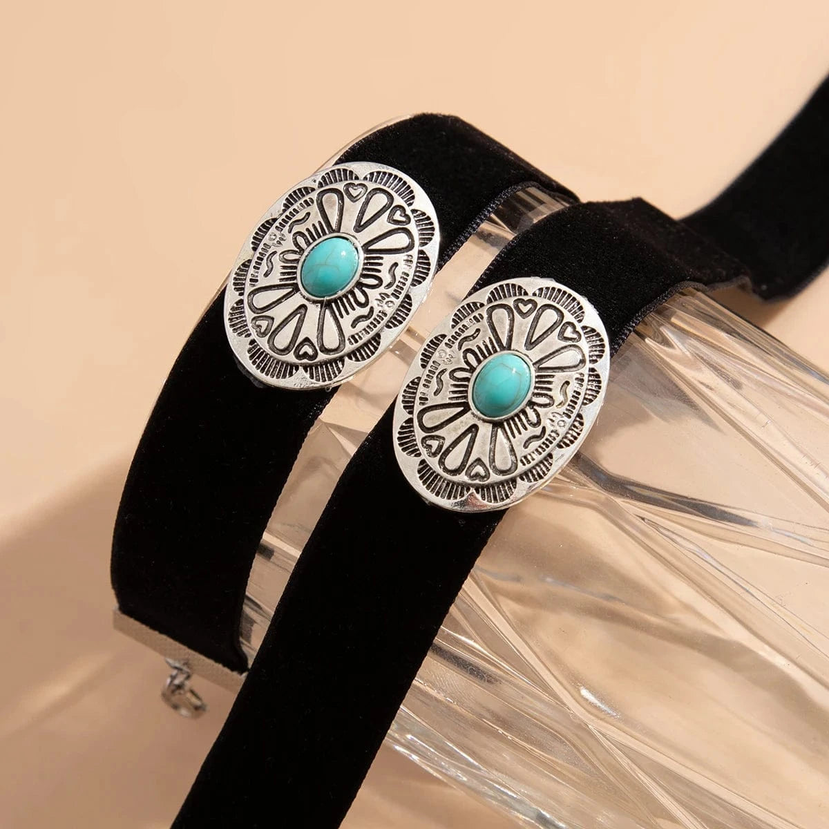 Western choker och armband set med turkos Svart och silver