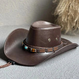 Western Cowboyhatt i Konstläder Mörkbrun01 / 56-58cm