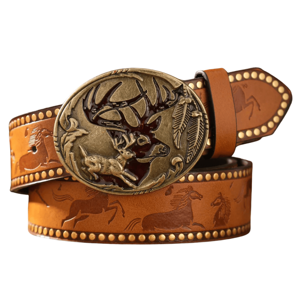 Westernbälte hjortspänne Kamel guld / 120cm