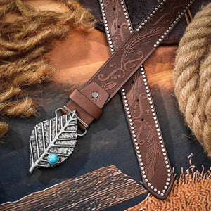 Westernbälte lövspänne turkos