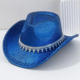 Westernhatt dam med strass 56-58cm / Blå
