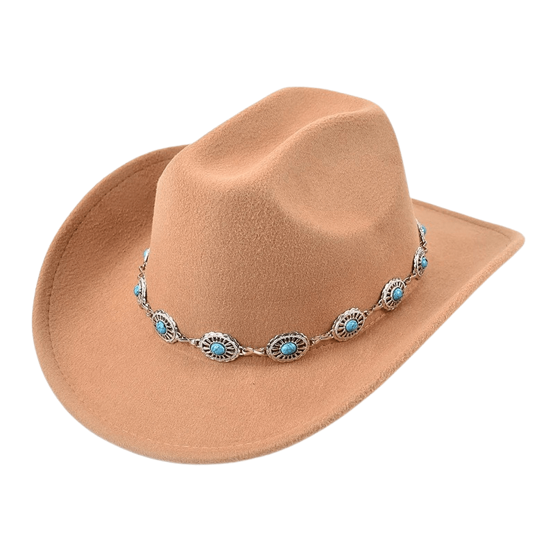 Westernhatt i Filttyg med Turkos Dekor Kamel / 56-58cm