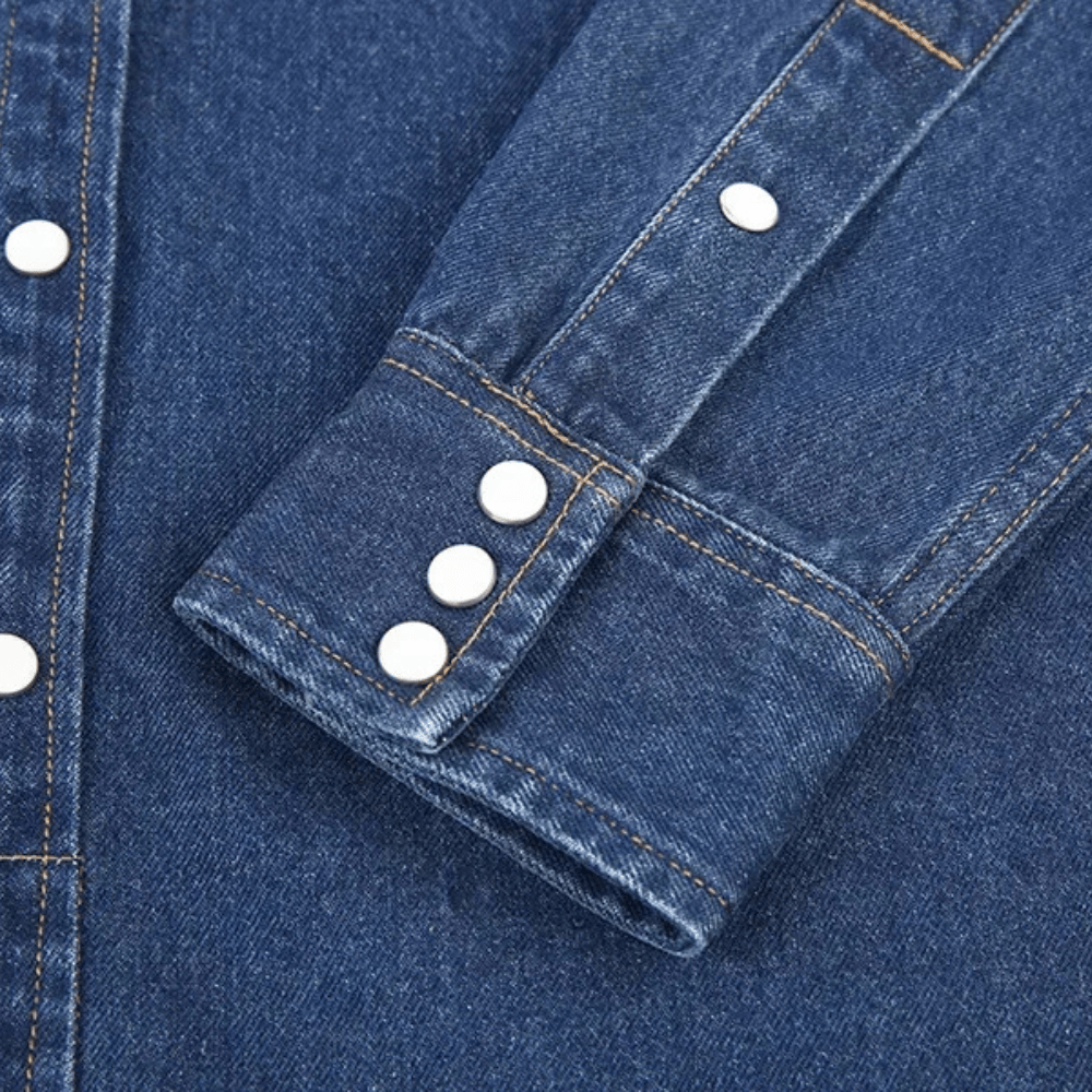 Westernskjorta i tvättad denim